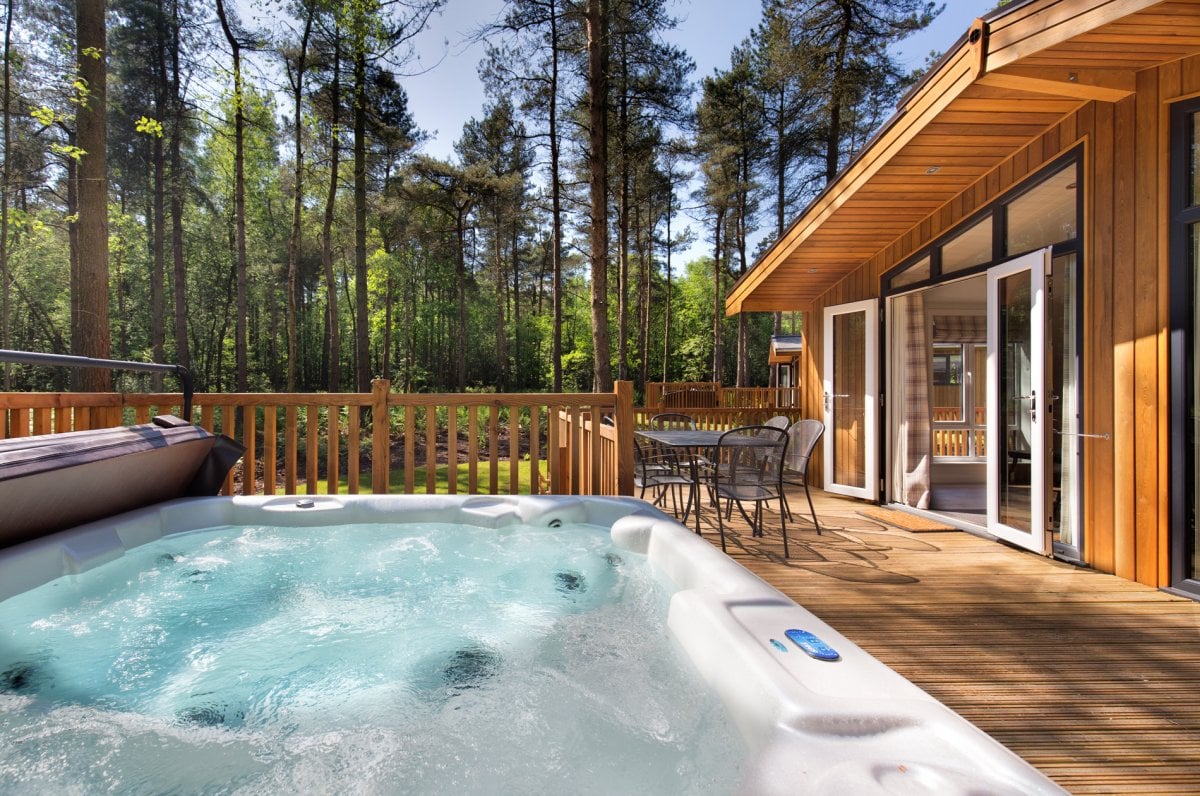 Spa lodges include a hot tub